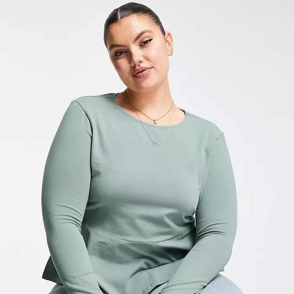 ASOS curve peplum long sleeve top US12